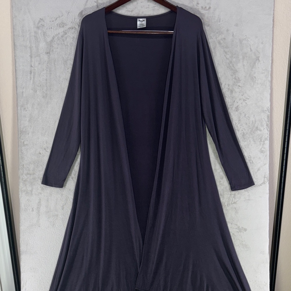 Wrangler Light Weight Dark Gray Fringe Long Duster Open Cardigan Sz S